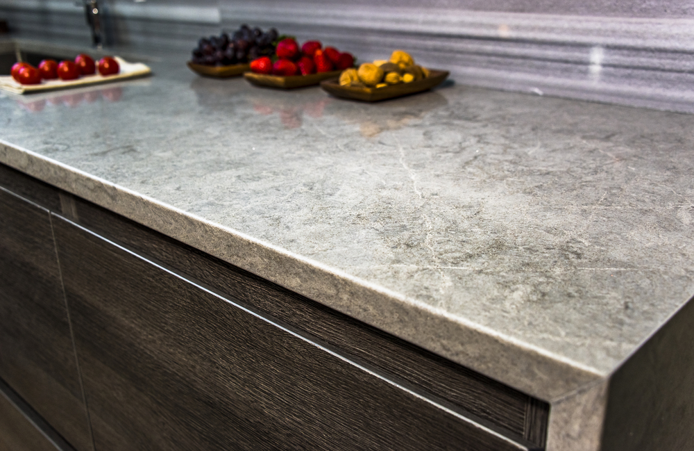 granite natural stone countertop - grayish in color